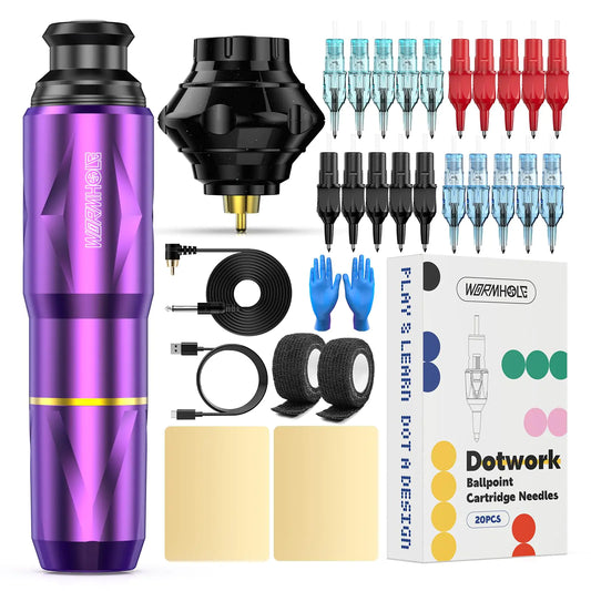 Wormhole Wireless Tattoo Pen Kit with Multi-Color Cartridges WTK242