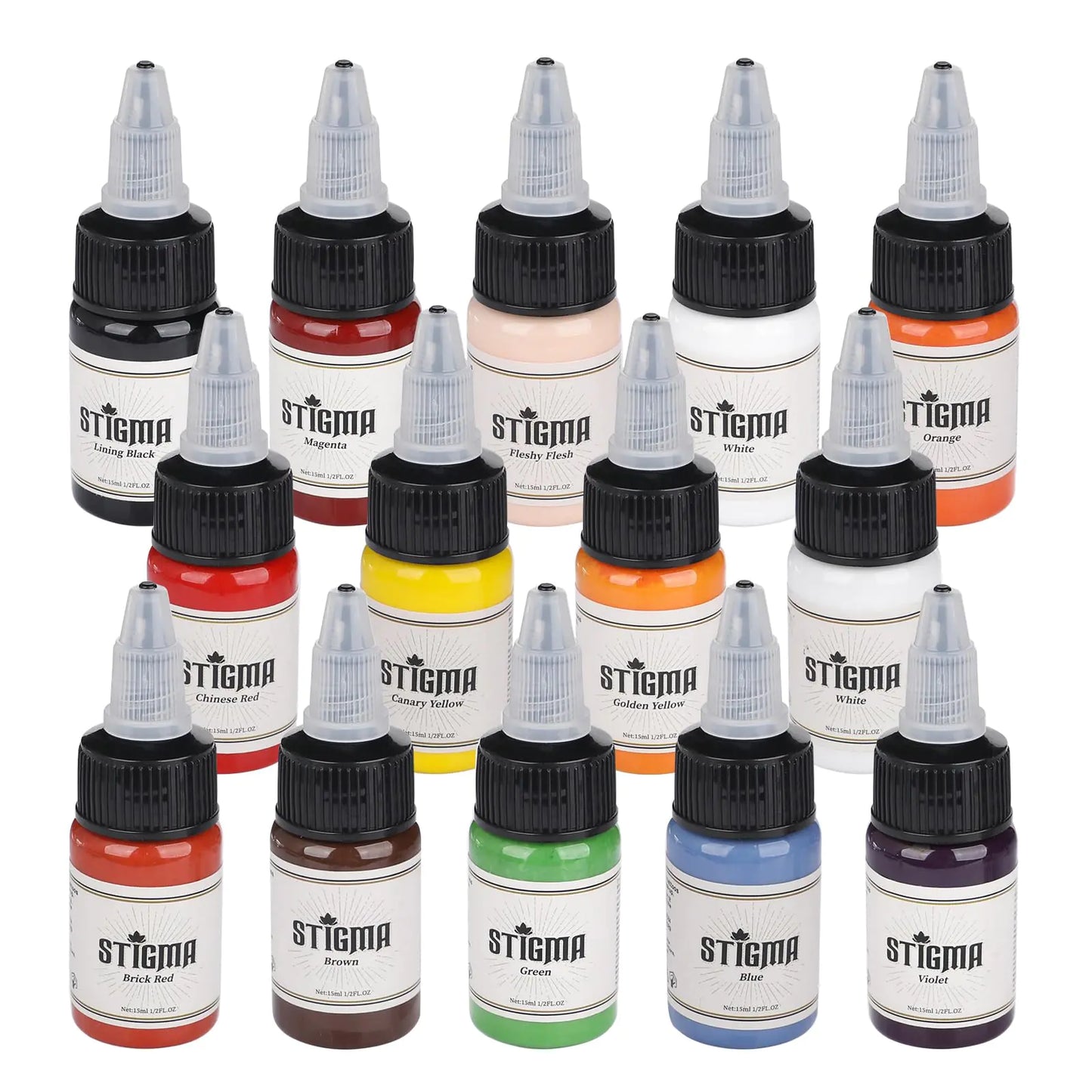STIGMA Classic 14-Color Tattoo Ink Set, 15ml Bottles