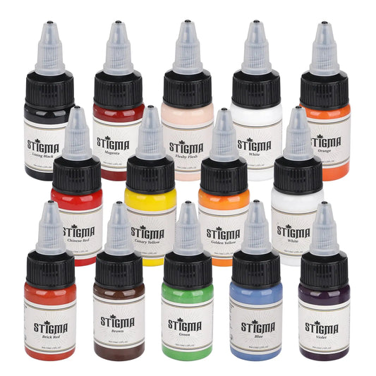 STIGMA Classic 14-Color Tattoo Ink Set, 15ml Bottles