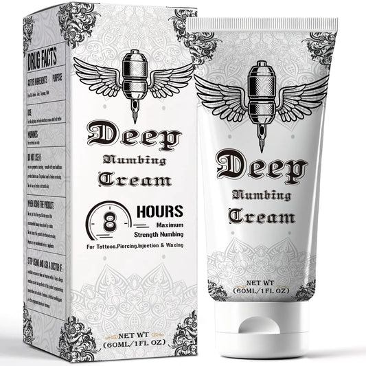 Numbing Cream for Tattoos Extra Strength - 8 Hours Maximum Strength Numbing Cream for Tattoo Painless Deep Numbing Cream 5x Numbing Cream for Tattoos Extra Strength for Tattoo Supplies (60ml/2oz)